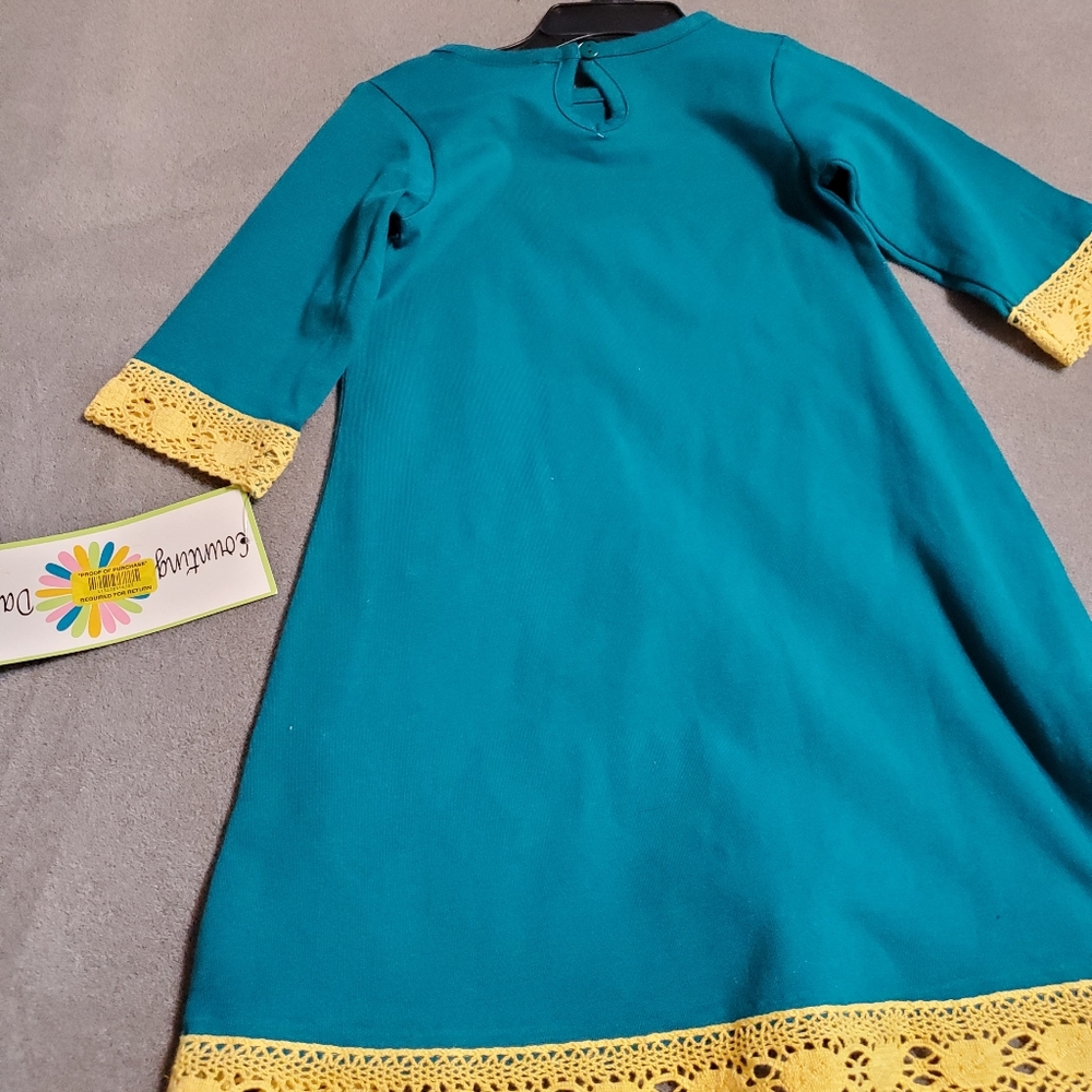 Girls 3T teal Unicorn dress - Picture 2 of 4
